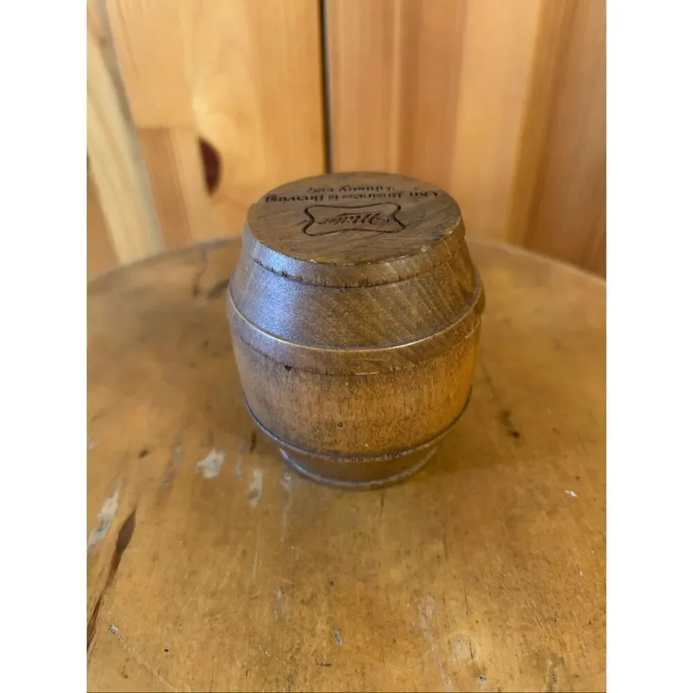 Vintage 1987 Miller Beer Wooden Barrel Keg Paperweight (5266)